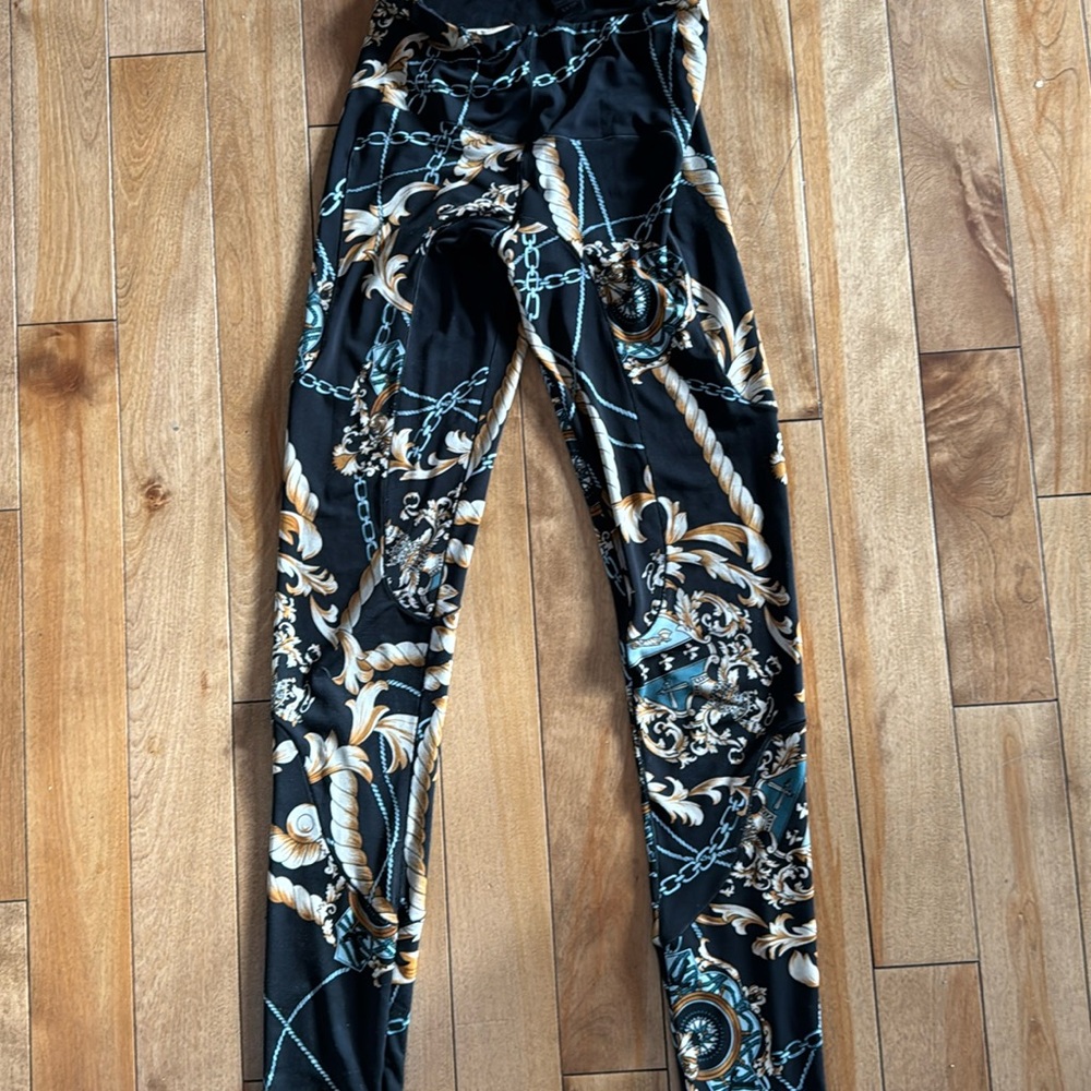 Eva Varro funky leggings made in USA stretchy polyester spandex blend size XS